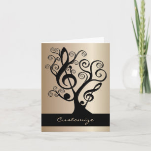 Black and Gold Music Treble Clef Tree Card Karte