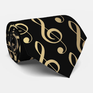 Black and Gold Musical Treble Clef Krawatte