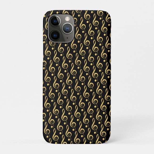 Black and Gold Musical Treble Clef Phone Case (Rückseite)