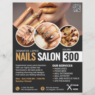 Black and Gold Nail Salon Flyer
