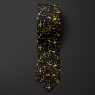 Black and Gold Neurons Neck Tie Krawatte