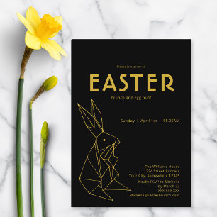 Black and Gold Oaster Brunch Ei Hunt Einladung
