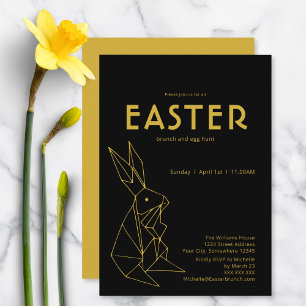 Black and Gold Oaster Brunch Ei Hunt Einladung