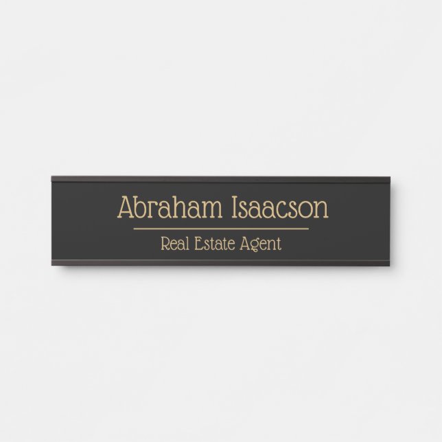 Black and Gold Office Door Sign Real Anwesen Agent Türschild (Vorderseite )