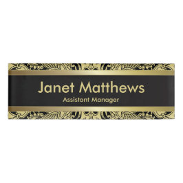 Black and Gold Paisley Art Namenschild