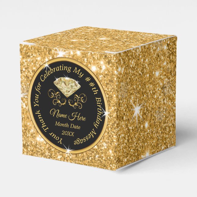 Black and Gold Personalisiert Birthday Fevor Boxes Geschenkschachtel (Vorderseite)