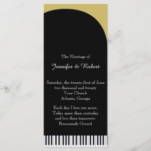 Black and Gold Piano Hochzeitsprogramm Programm