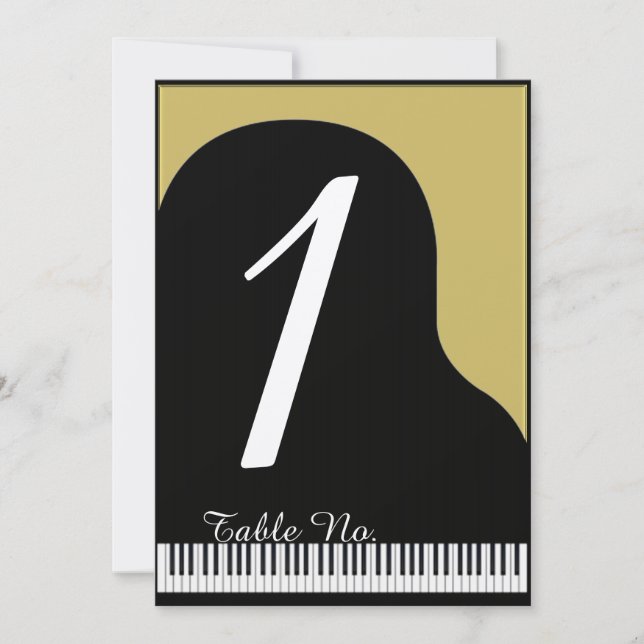Black and Gold Piano Wedding Tischnummer (Vorderseite)