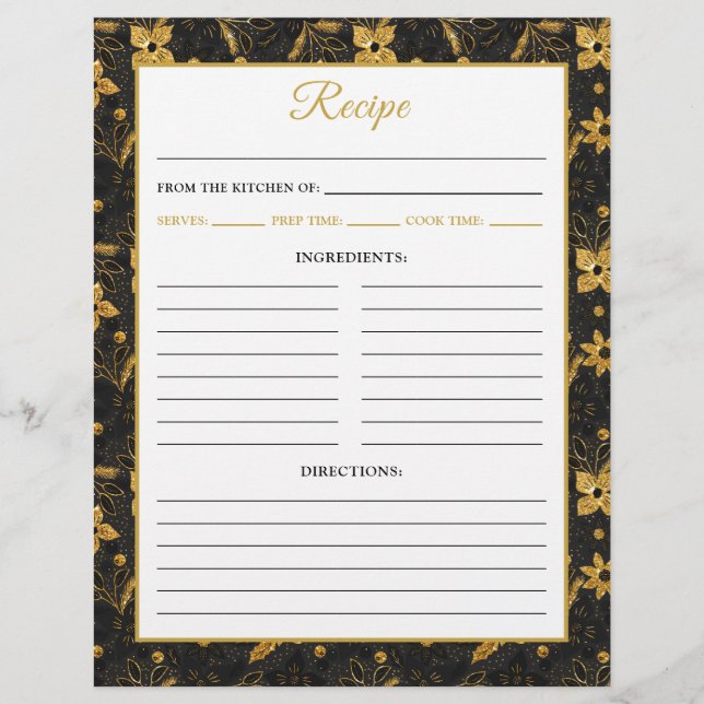 Black and Gold Poinsettia Flowers Recipe Page Flyer (Vorne)
