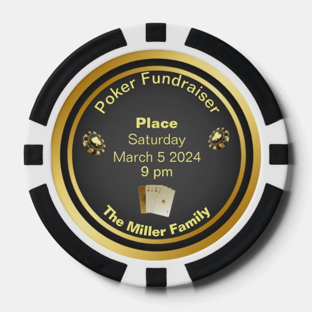 Black and Gold Poker Fundraiser Pokerchips (Vorderseite)