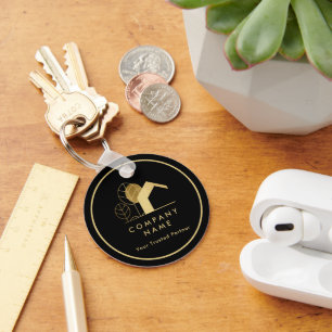 Black and Gold Qr-Code des modernen Hauses Schlüsselanhänger