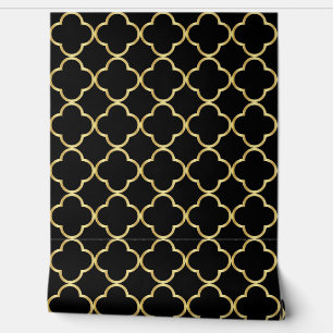 Black and Gold Quatrefolie - Background Changeable Tapete