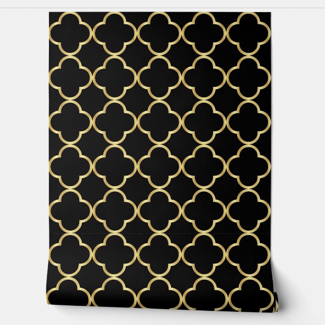 Black and Gold Quatrefolie - Background Changeable Tapete (Abrollen)