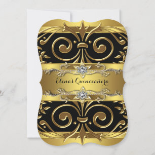 Black and Gold Quinceanera Einladung