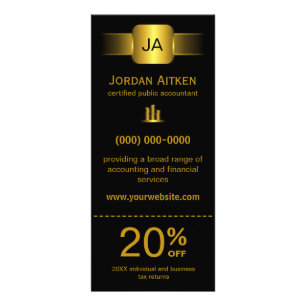 Black and Gold Rack Cards mit Rabattcoupon Werbekarte