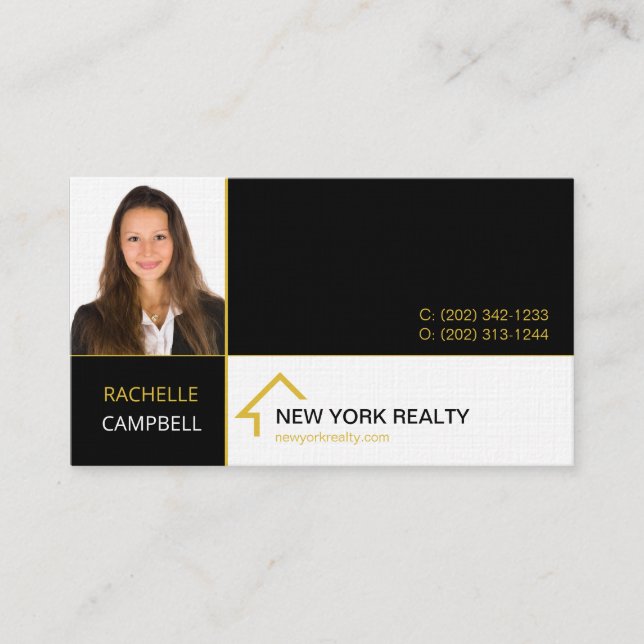 Black and Gold Real Anwesen Business Card Visitenkarte (Vorderseite)