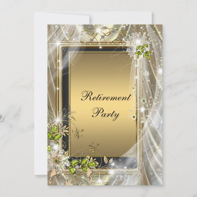 Black and Gold Rentirement Party Einladung (Vorderseite)