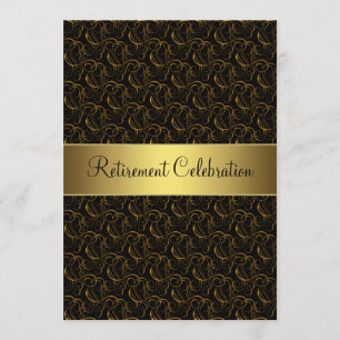 Black and Gold Rentirement Party Einladung