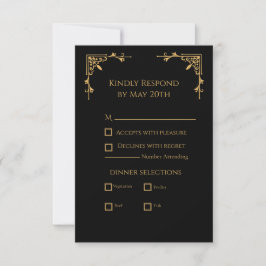 Black and Gold - Royal Regency RSVP Karte