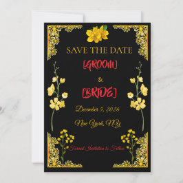 Black and Gold Save the Date Card