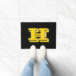 Black and Gold School Pride Color Style Monogram Fußmatte