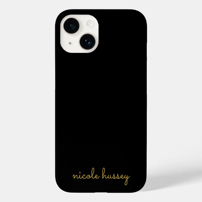Black and Gold Script  | Stylish Monogram Modern Case-Mate iPhone Hülle (Rückseite)