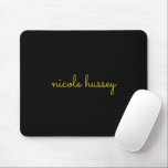 Black and Gold Script  | Stylish Monogram Modern Mousepad<br><div class="desc">A simple stylish custom monogram design in an casual handwritten in striking monochrome Black. The monogram can easily be personalized to make a design as unique as you are! The perfect trendy gift or accessory for any occasion.</div>