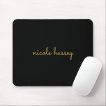 Black and Gold Script | Stylish Monogram Modern Mousepad<br><div class="desc">A simple stylish custom monogram design in an casual handwritten in striking monochrome Black. The monogram can easily be personalized to make a design as unique as you are! The perfect trendy gift or accessory for any occasion.</div>