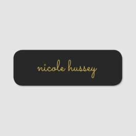 Black and Gold Script  | Stylish Monogram Modern Namensschild