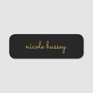 Black and Gold Script  | Stylish Monogram Modern Namensschild