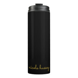 Black and Gold Script  | Stylish Monogram Modern Thermosbecher