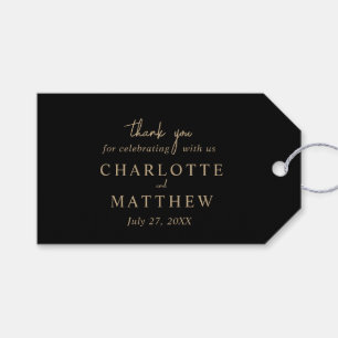 Black and Gold Script Vielen Dank für Ihr Hochzeit Geschenkanhänger