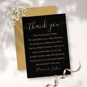 Black And Gold Script Wedding Thank You Platzkarte