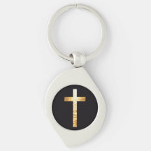 Black and gold simplistic Cross Metal Keychain