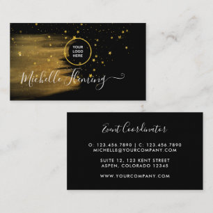 Black and Gold Square Business Card Visitenkarte
