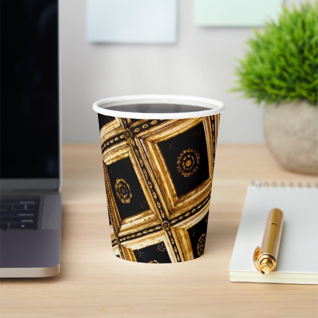 Black and Gold Squares Pappbecher (InSitu)