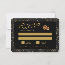 Black and Gold Stars Goth Muster RSVP Karte