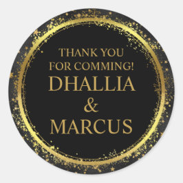 Black and Gold Stars Goth Muster Runder Aufkleber