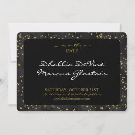 Black and Gold Stars Goth Muster Save The Date