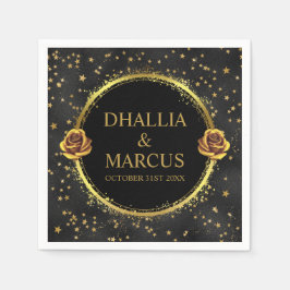 Black and Gold Stars Goth Muster Serviette