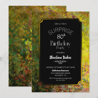 Black and Gold Surprise Party zum 80. Geburtstag Einladung