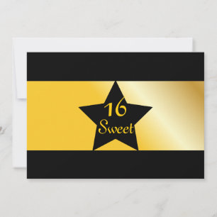 Black And Gold Sweet Sixteen Einladung Customize