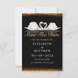 Black and Gold Themed mit Swans Wedding Save The Date