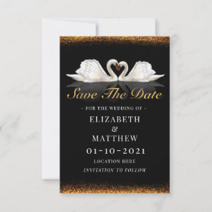 Black and Gold Themed mit Swans Wedding Save The Date