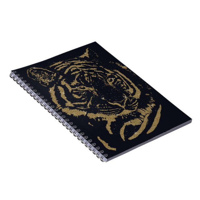 Black and Gold Tiger Artwork Luxury Glitter Style Notizblock (Rechte Seite)