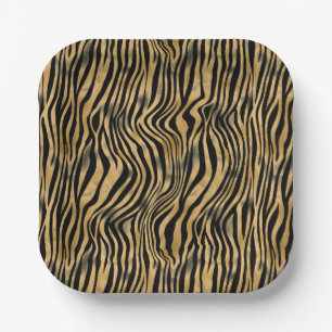 Black and Gold Tiger Strip Pappteller