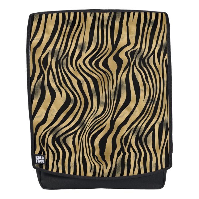 Black and Gold Tiger Stripes Rucksack (Vorderseite)
