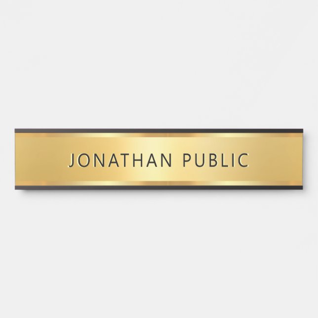 Black And Gold Trendy Elegant Modern Template Türschild (Vorderseite )