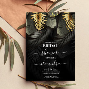 Black and Gold Tropical Destination Bridal Einladu Einladung