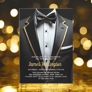 Black and Gold Tuxedo Geburtstagsveranstaltung Einladung